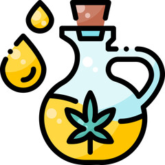 Cannabis Oil drug marijuana tobacco cannabinoids herb herbal  filled color line icon