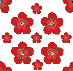 illustration of seamless pattern red poppies. Design for printing on napkins, textiles, clothes, dresses and skirts. Notebook cover and wrapping paper.