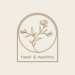 Vector templates of abstract green leaf logo designs - for medical, yoga, spa classes, beauty. Circles made with Vector leave