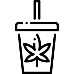Cannabis Drink drug marijuana tobacco cannabinoids herb herbal  line outline icon