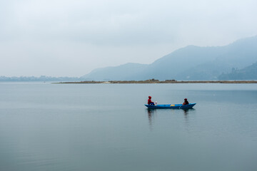 Fototapeta na wymiar Morning in the Lake, Nepal.