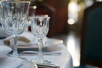 empty wine glasses on the table.table setting for a festive dinner. 
