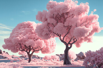 cherry tree,cherry blossom,sakura,pink tree - obrazy, fototapety, plakaty