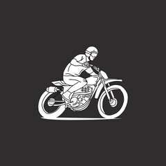 Fototapeta na wymiar artowk illustration of a dirt bike rider in vintage hand drawn style