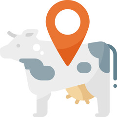 cow tracking organic nature field garden ranch plant farm  flat icon