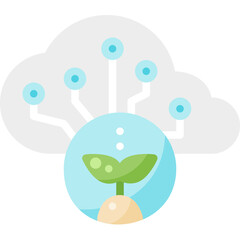 farm cloud database organic nature field garden ranch plant  flat icon