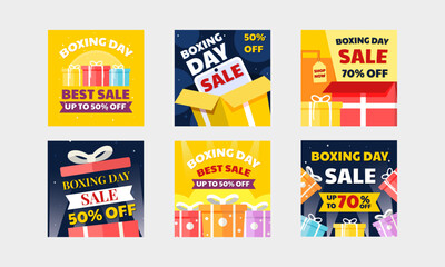 Boxing day sale social media post collection.