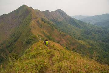 Tropical mountain landscape with sunset time of Khao Chang Phuak of Thong Pha Phum National Park, Kanchanaburi, Thailand