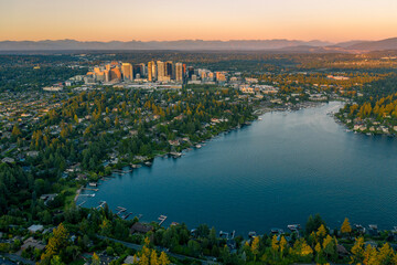 Fototapeta premium Aerial Views of Bellevue City Washington, USA