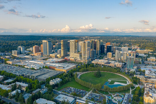 Aerial Views of Bellevue City Washington, USA