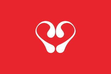Love Tech Logo Design Template. red heart on white