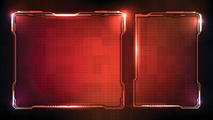 abstract futuristic background of red glowing technology sci fi frame hud ui