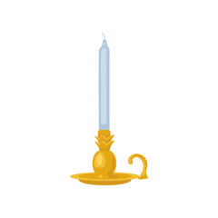 Vintage gold candlestick frame vector illustration. Cartoon drawing of antique or old-fashioned decoration isolated on white background. Vintage, luxury concept