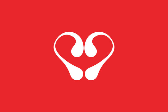Love Tech Logo Design Template. red heart on white