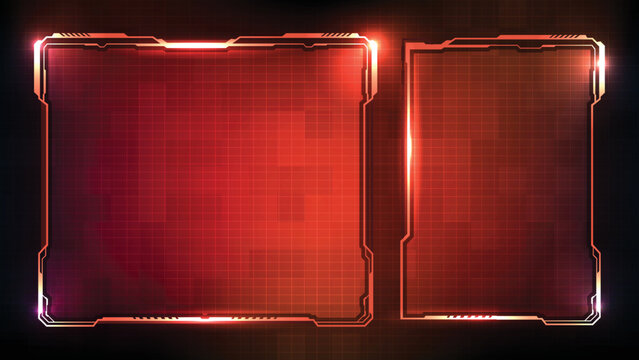 Abstract Futuristic Background Of Red Glowing Technology Sci Fi Frame Hud Ui