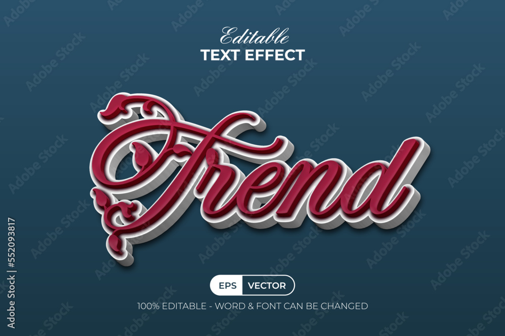 Aufkleber trend text effect style. editable text effect color of the year 2023 theme. viva magenta typography