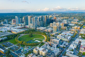 Aerial Views of Bellevue City Washington, USA