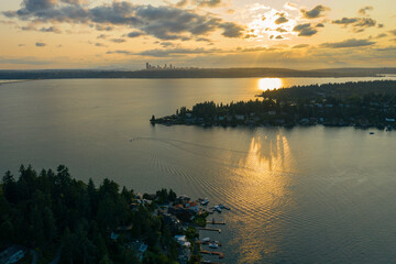 Fototapeta premium Aerial Views of Bellevue City Washington, USA