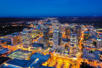 Fototapeta na wymiar Aerial Views of Bellevue City Washington, USA