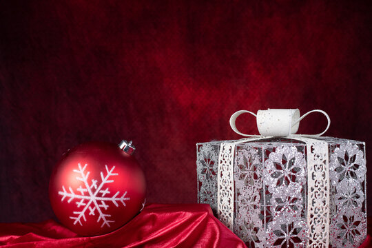 Red Background with Christmas Presents 