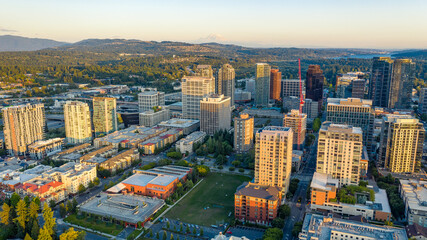 Naklejka premium Aerial Views of Bellevue City Washington, USA