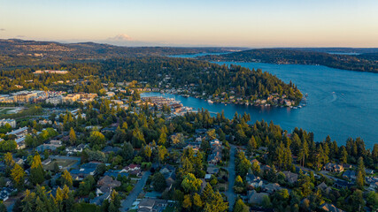 Aerial Views of Bellevue City Washington, USA