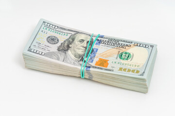 New design dollar bundles on white background.