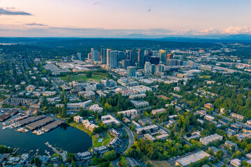 Naklejka premium Aerial Views of Bellevue City Washington, USA