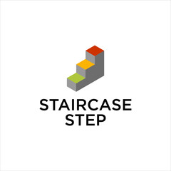 Fototapeta premium staircase step logo design, move grow up vector .leader success illustration