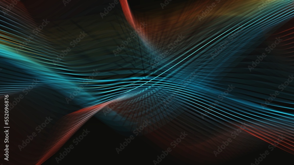 Sticker abstract colorful blue and red wave pattern on black background