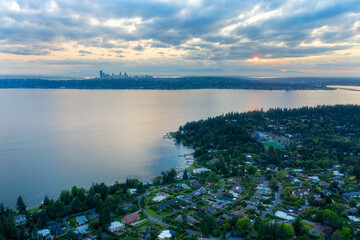 Aerial Views of Bellevue City Washington, USA