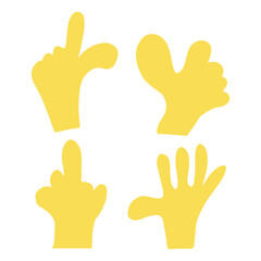 a set of illustrations of an icon with a raised thumb, middle finger, index finger. A Gesture similar to the Vector Character Doodle