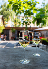 white wine on the terrace