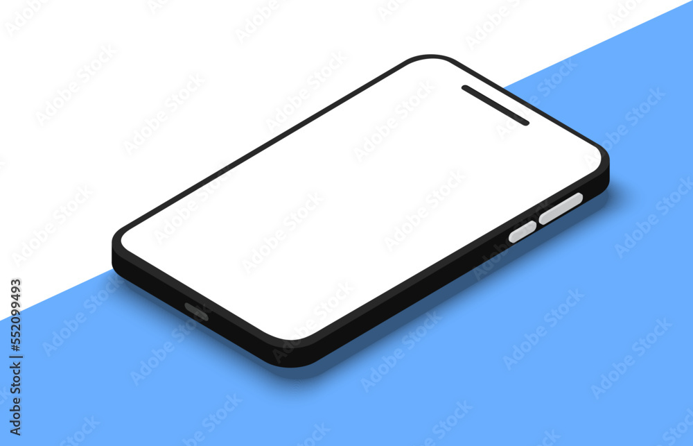 Poster 3d smartphone mockup. device ui ux mockup for presentation template vector illustration