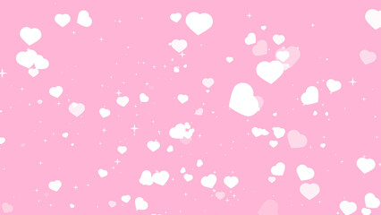 blur element white big hearts with shiny star rotating on pastel pink texture
