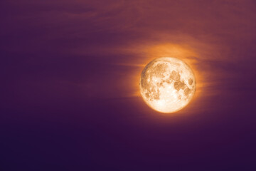 harvest blood moon back on silhouette red orange cloud and night sky