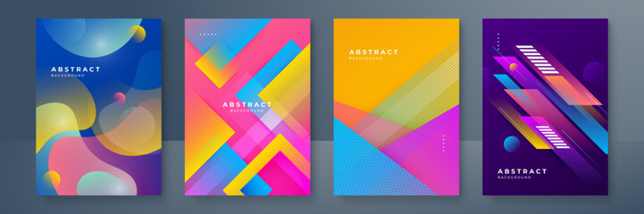 Abstract trendy gradient flowing geometric pattern background texture for poster cover design. Minimal color gradient banner template. Modern vector wave shape for brochure