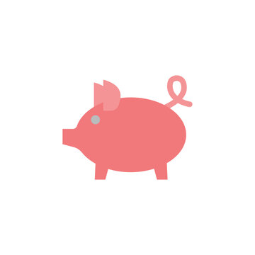 Piggy Bank Icon In Color, Isolated On White Background 