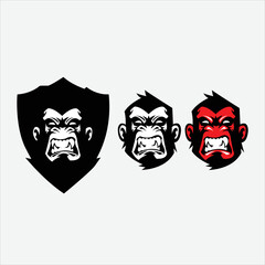 Gorilla head logo design. Monkey template design emblem for sport or eSports team, Gorilla head logo esport gaming. Gaming mascot logo template © MUHAMMAD