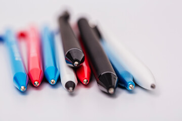 ballpoint pens of various colors