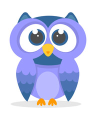 Blue owl in flat style vector illustration