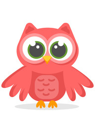  pink owl in flat style vector illustration