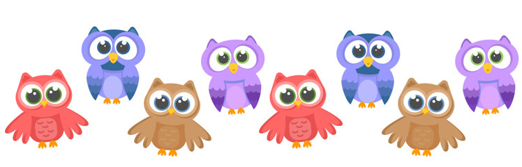 set of  owl in flat style vector illustration