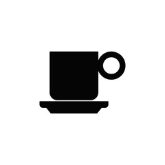 mug, coffee cup  icon in black flat glyph, filled style isolated on white background