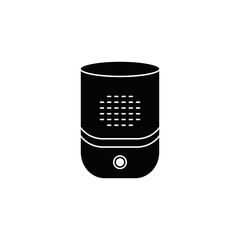 Smart speaker icon in black flat glyph, filled style isolated on white background