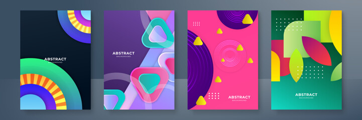 Trendy creative geometric poster. Design templates in modern minimalist style for web, social media, print. Dynamic colorful gradients. Future geometric patterns. poster template vector design.