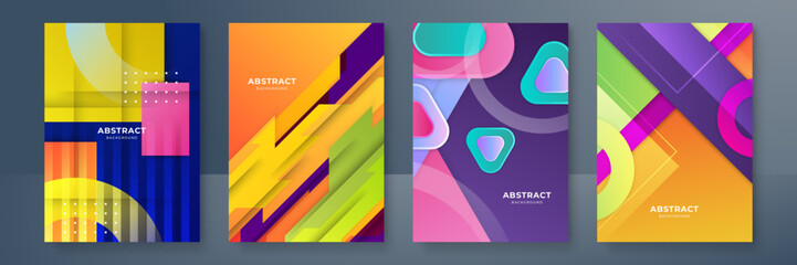 Trendy creative geometric poster. Design templates in modern minimalist style for web, social media, print. Dynamic colorful gradients. Future geometric patterns. poster template vector design.