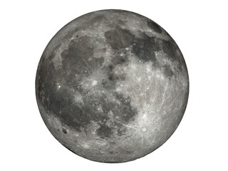 La lune, satellite de la Terre sur fond uni ou transparent - rendu 3D