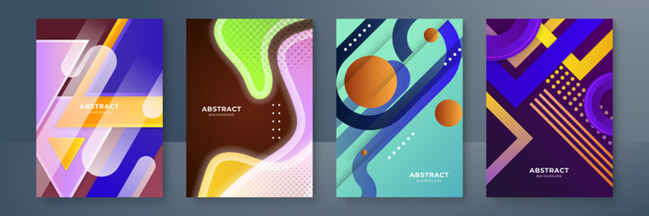 Covers with minimal colourful gradient abstract design. Geometric stripe line art design. Cool geometric background for Banner, Placard, Poster, Flyer etc.