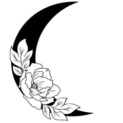 Moon with flowers svg, Floral moon design © Anastasiya